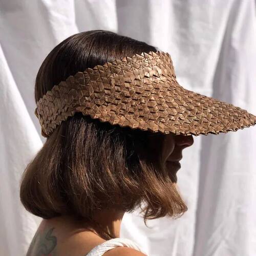 Rattan Sun Visor Hat for Women Natural PALM LEAF VISOR Wide