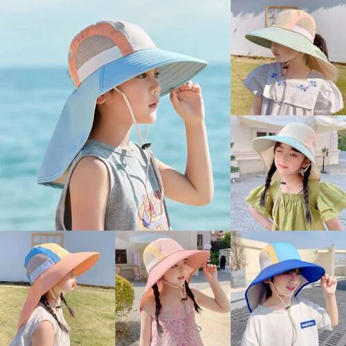 New Neck Flap Baby Sun Hat UV Protection Polyester Wide Brim