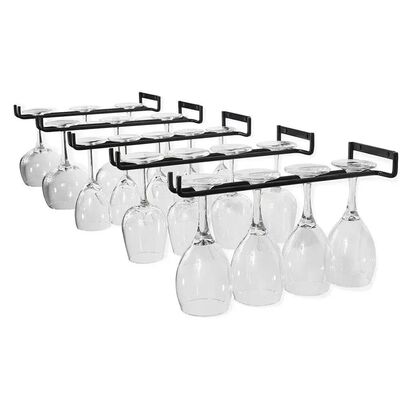 Wall Mounted Stemware Holder Black Iron Goblet Hanging Rack