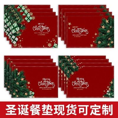 Christmas Linen Placemat Blessing Holiday Letter Printed Tab