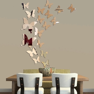 Mirror Wall Stickers 3D Effect Butterflies Wall