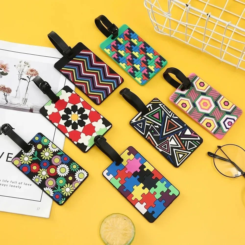 1PCS Geometric Soft Silicone Luggage Tags Suitcase ID Addres