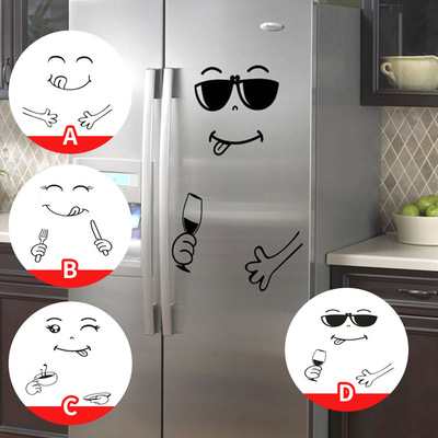 Funny smiley face Fridge sticker Creative cupboard for Home