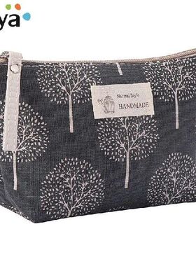 Women Travel Cosmetic Bag Plaid Zipper Makeup Bag Phone Coin