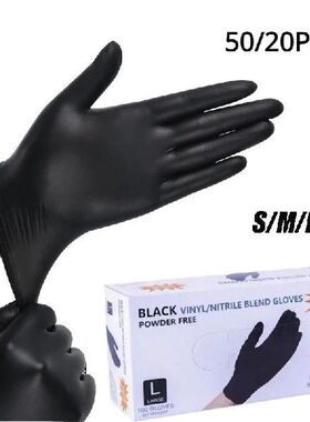 50/20PCS Disposable Black Nitrile Gloves Latex Free Waterpro