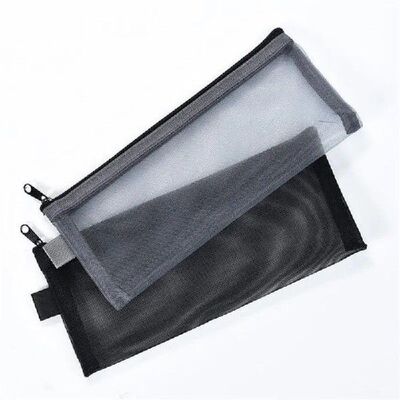 Simple Transparent Zipper Pencil Case Mesh Cosmetic Storage