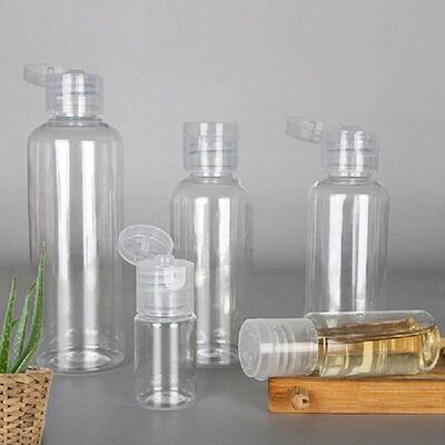 Plastic Pet Flip Lid Lotion Bottles Transparent Clear Cosmet