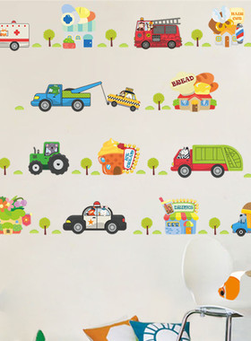 Cartoon Car Wall Decor Decals For Boys Bedroom Kids Room
