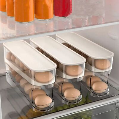 Plastic Automatic Scrolling Egg Holder White Slide-type Roll