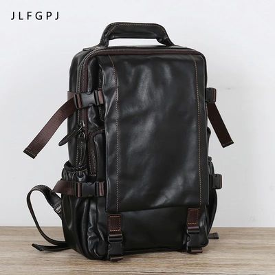 Retro First Layer Cowhide Men's Backpack Multifunctional Lar