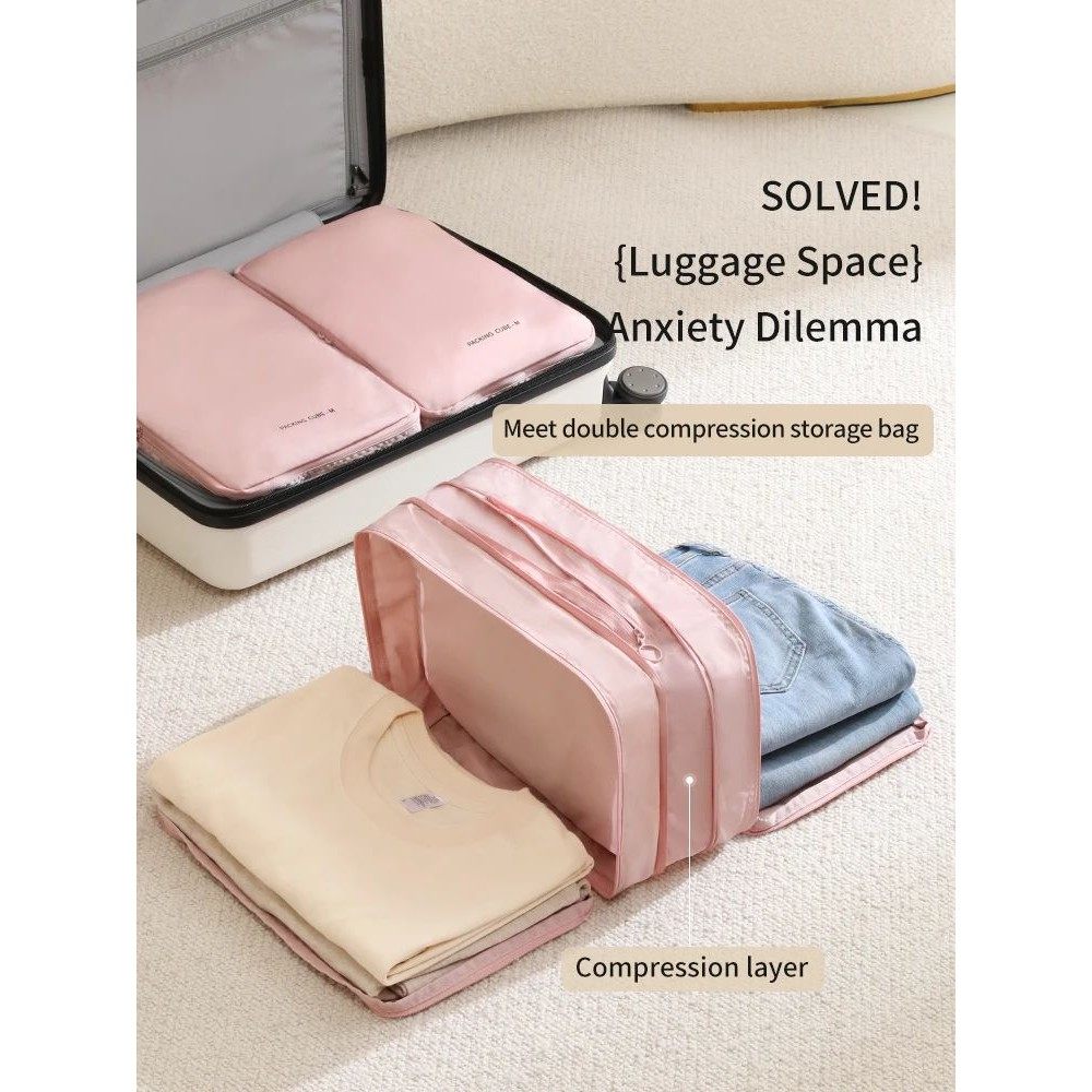 Travel Compression Packing Cubes Bag Portable Suitcase Cloth