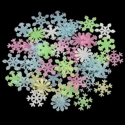 50Pcs Luminous Snowflake Wall Stickers GlowInThe Dark Decal