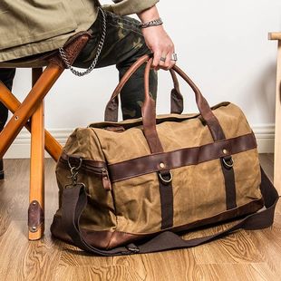 Leather Men Travel WaterProof Hand Canvas Bag Luggage Waxed