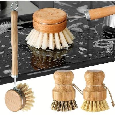 Bamboo Kitchen Cleaning Brush Natural Dishes Pots Pans Sink