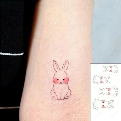 Temporary Tattoo Sticker Cartoon Cute Shy Bunny Animal Chine