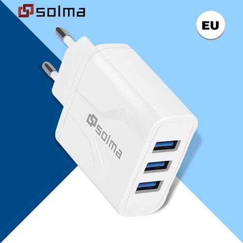 EU Standard 3 Ports USB Travel Charger Charge Led Wall Charging For iPhone 13 12 Samsung Mobile Plug