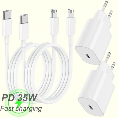 PD 35W USB C Charger Quick Charger Type C Cable Mobile Phone Charger Wall Adapter For iPhone 15 16 P