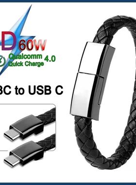 Type C to C Bracelet Data CableUSB C Quick Charging Cord Fashion Double Braided Wrist Quick Charge L