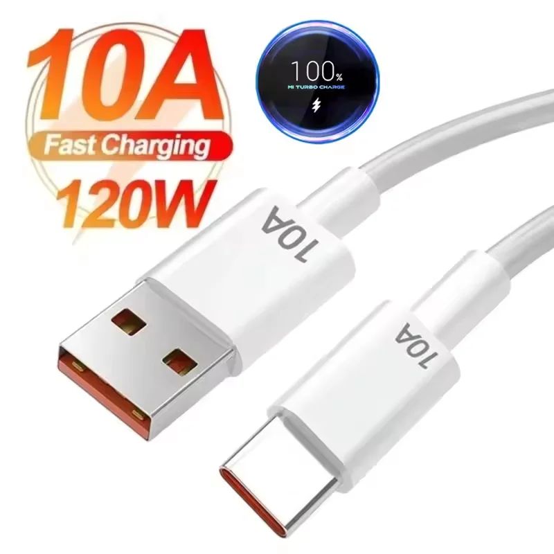 Universal 120W 10A USB Quick Charging Data Cable for iPhone Samsung Huawei Type C Mobile Phone Data
