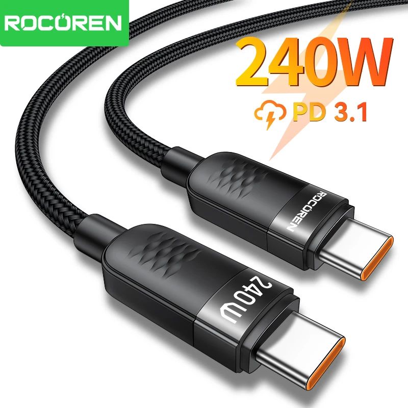 240W Type-C to USBC Data Cable PD3.1 Quick Charging 100W Type C Cord Quick Charging For MacBook iPho