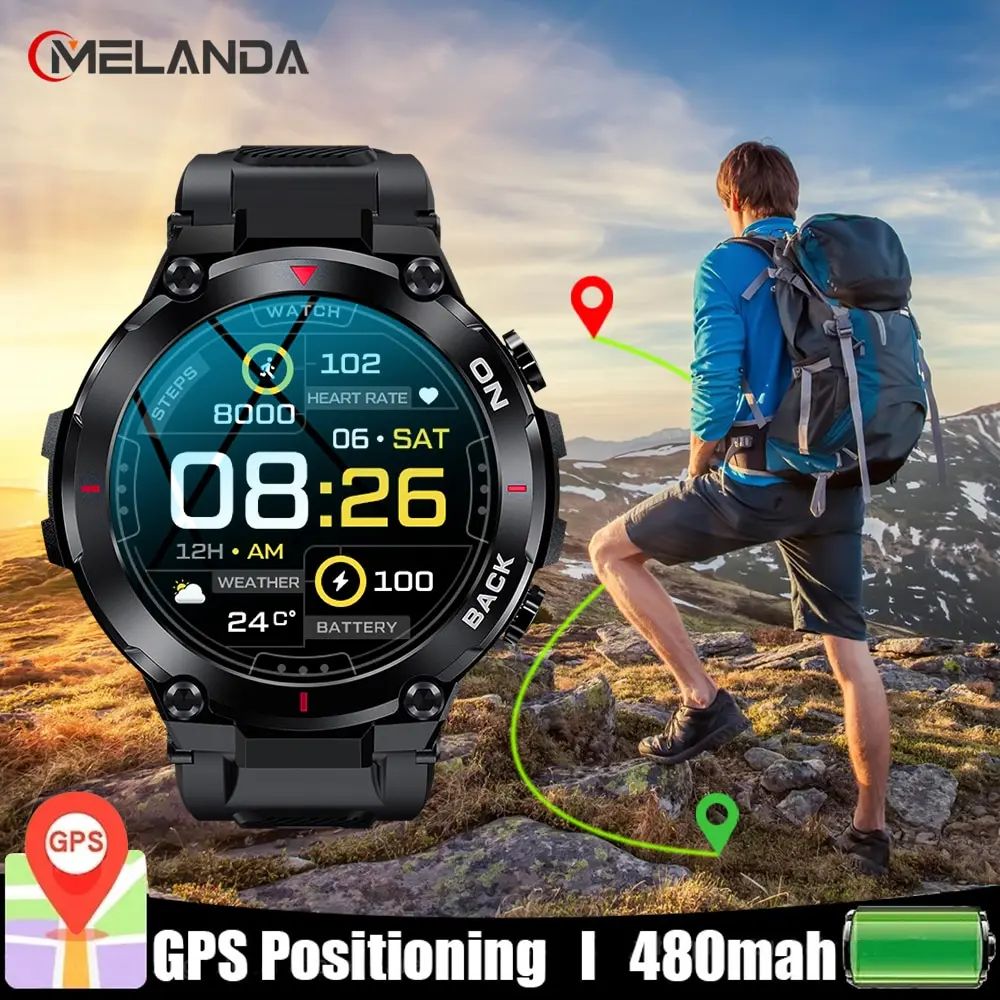 Military GPS Smart Watch Men 360*360 HD Screen Heart Rate IP