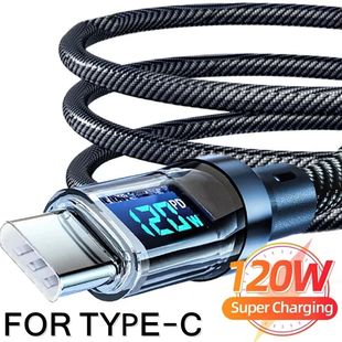 120W Digital Display PD Quick Charging USB to Type C Cable Type-C Cable Cord For Samsung HUAWEI Macb