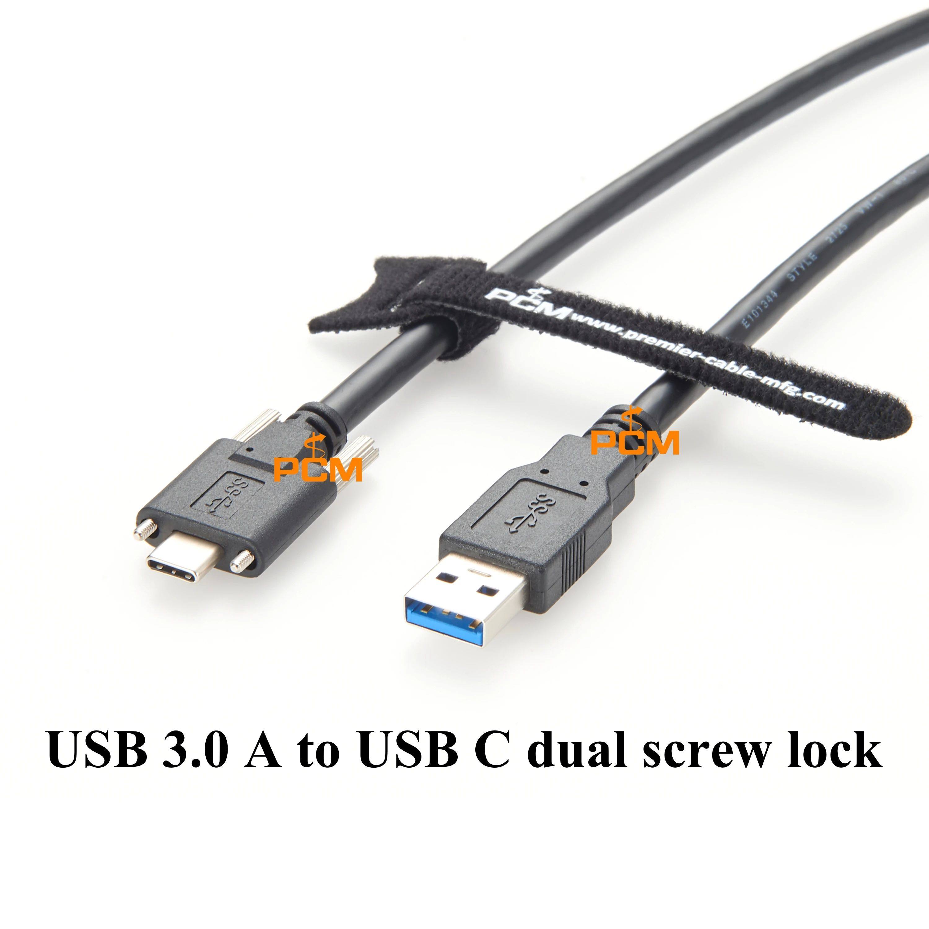 USB 3.0 A to USB C Dual Screw Locking Data Power Cable for Machine Vision Camera ZED 2i Intel RealSe