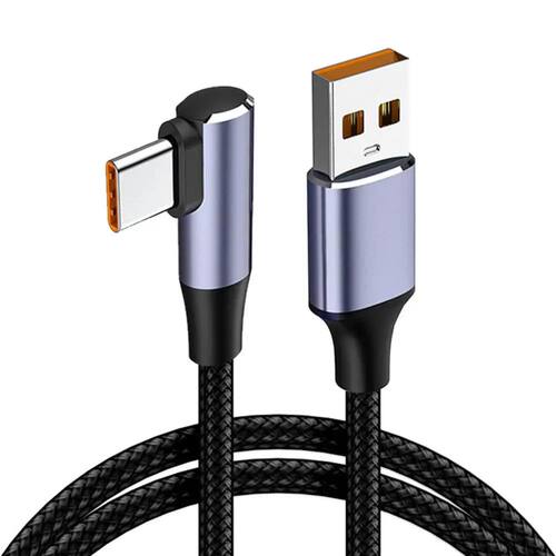 4.0 Right Angle Wire 90 Degree Data Cable 100W PD Quick Charging Line USB A to USB Type C Cable For