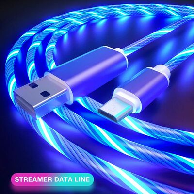 Flow Luminous USB Type C Cable 3A Quick Charging Data Cord for Samsung OPPO Huawei IPhone Charger Mi
