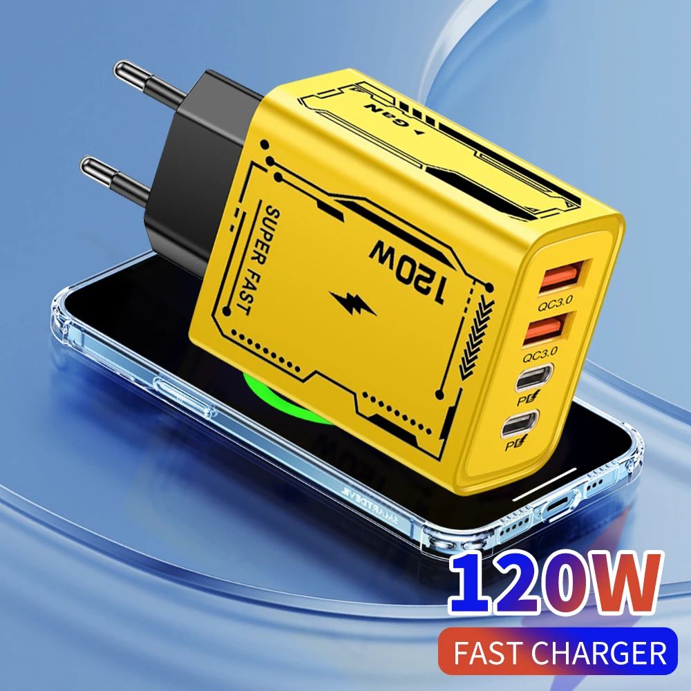 USB C Charger 120W Quick Charging Adapter Multiport PD Type C Mobile Phone Charger EU/US Plug For iP