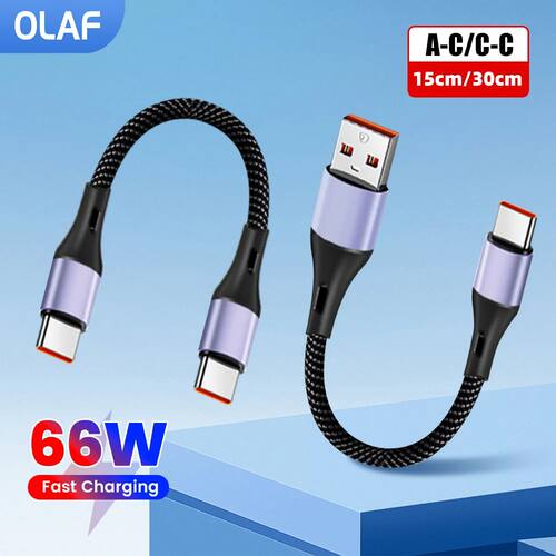 15CM 30CM Short Elbow Type C to USB C Cable Quick Charging For Iphone16 15 Samsung Huawei Power BanK