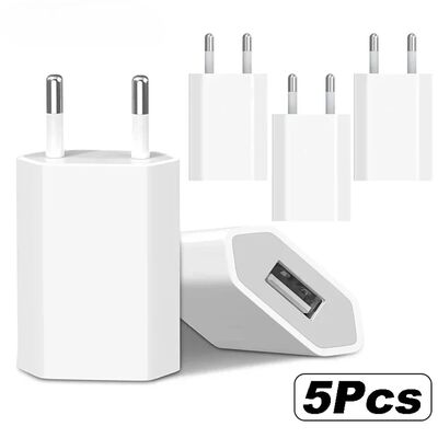 1-5Pcs Universal 5V 1A EU Plug Charger Single USB Port Quick Charging Wall Adapter Portable USB Quic