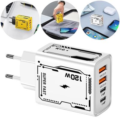 120W Quick Charging 4 Ports USB C Charger QC3.0 PD Power Adapter for iPhone 15 14 13 12 11 Huawei Sa