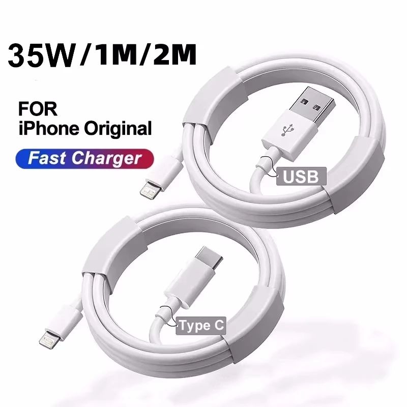 35W PD Original Quick Charging USB Cable for iPhone 14 8 7 Plus 13 12 11 Pro XS Max XR X USB C Rapid