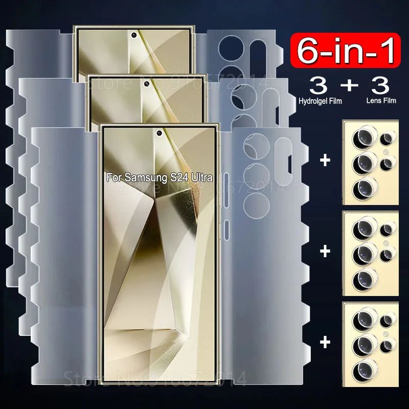 6In1 Full Cover Butterfly Hydrogel Film For Samsung Galaxy S24 S25 S23 S22 S21 FE Note 20 Ultra 10 P