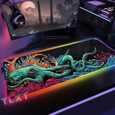 Large RGB Mouse Pad XXL Gaming Mousepad LED Mouse Mat Octopu