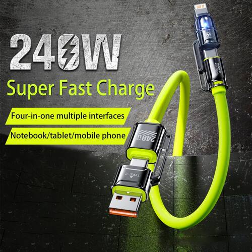 PD 240W 4In1 Multi-function Quick Charging Phone Data Cable Cord USB C To Type C For iPhone Samsung