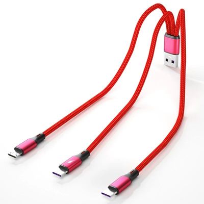 20cm/116cm 3In1 Quick Charging Cord USB to 3x Type-C Connectors Charger Cable 5V Multiple Type-C Por