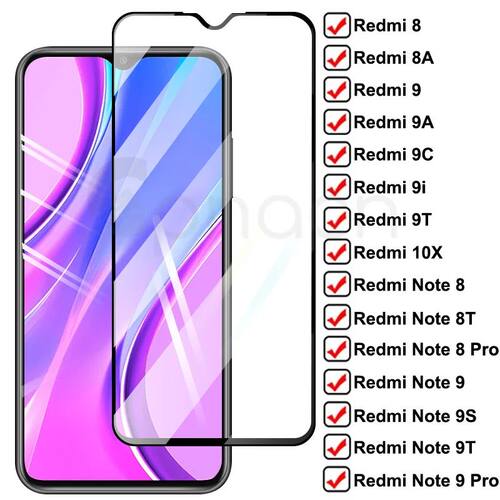 9D Full Cover Tempered Glass For Redmi 9 9A 9C 9i 9T 8 8A 9AT 10X Screen Protectors on Redmi Note 9