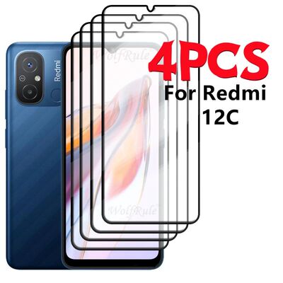 4/3/2/1PCS For Redmi 12C Glass Redmi 12C Tempered Glass Protective Full Cover Glue HD 9H For Screen