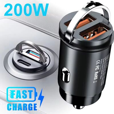 100W/200W QC3.0 PD Mini Car Charger 12-24V Lighter Quick Cha