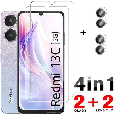 4in1 Tempered Glass For Redmi 13C 5G Camera Lens Screen Protector Film for Redmi 14C 13 C Redmi13C G