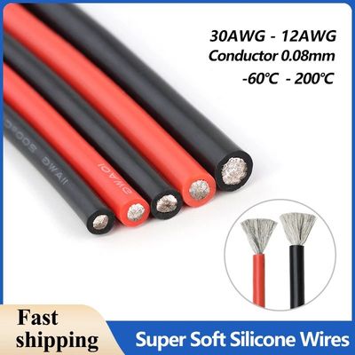 Super Soft Heat-resistant Silicone Cable 30/28/26/24/22/20/18/16/15/14/13/12AWG Car Battery Automoti