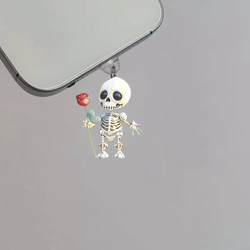 Cool Rose Skull Acrylic Phone Dust Plug Suitable for iPhone