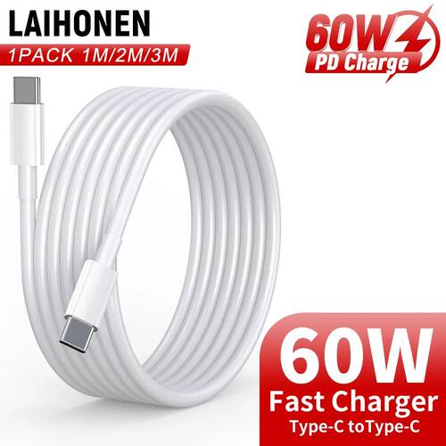 USB C to USB C 1 Pack 60W USB C Cable 1m 2m 3m C to C Cable Quick Charging for MacBook Pro/MacBook f