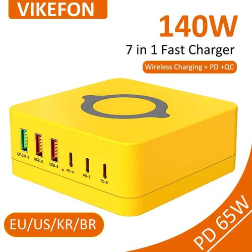USB C GaN Charger Desktop Wireless Charger PD3.1 140W 100W P