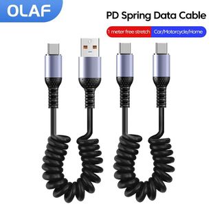 6A Short Spring Data Cable Retractable USB C To Type C Quick Charging Cable For iphone 15 Huawei Sam