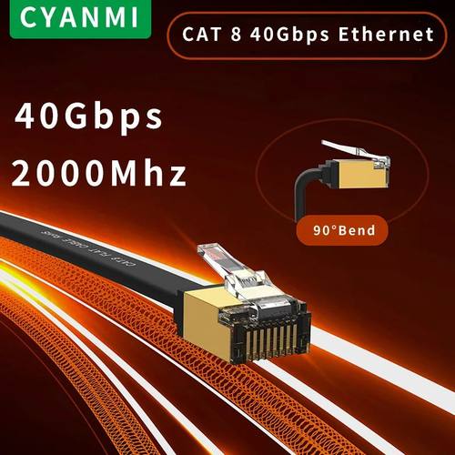 Ethernet Cable CAT8 40Gbps Nylon Braided Network Lan Cord forPc Modem Laptop PS 5 Router RJ45 Flat C