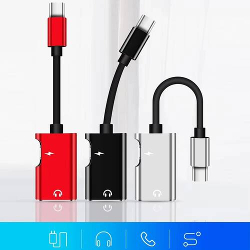 Earphone Aux 3.5mm Adapter Type C To 3.5mm Jack Adapter Type C Audio Splitter Headphone Cable Charge