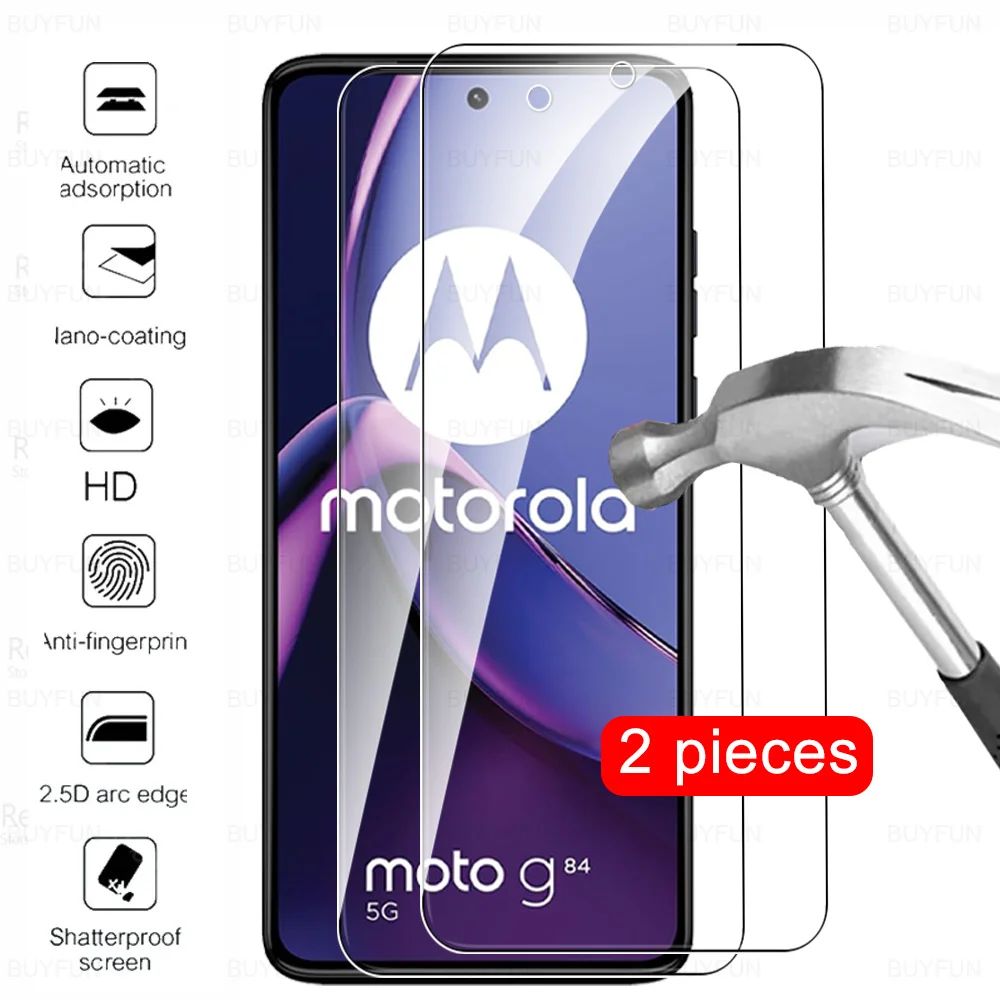 2Pc For Motorola Moto G84 5G Glass Screen Protector G54 G34 G24 Power G14 G04 4G G05 G15 G35 G45 G55